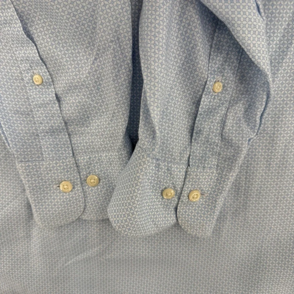 Peter Millar Mens XXL Light Blue‎ Geometric Print Long Sleeve Button Down Shirt